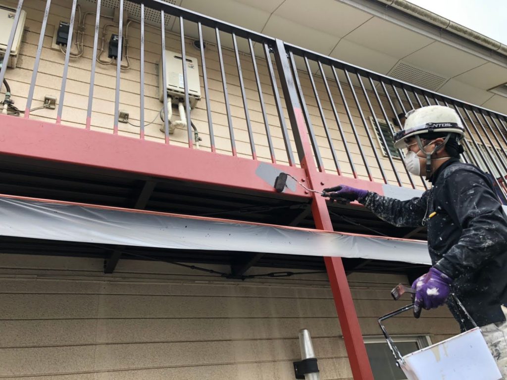 アパート鉄部階段塗装工事|施工写真11