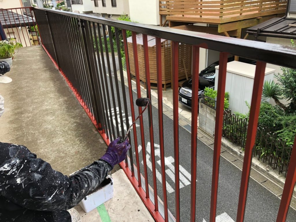 アパート鉄部階段塗装工事|施工写真12